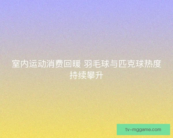 室内运动消费回暖 羽毛球与匹克球热度持续攀升